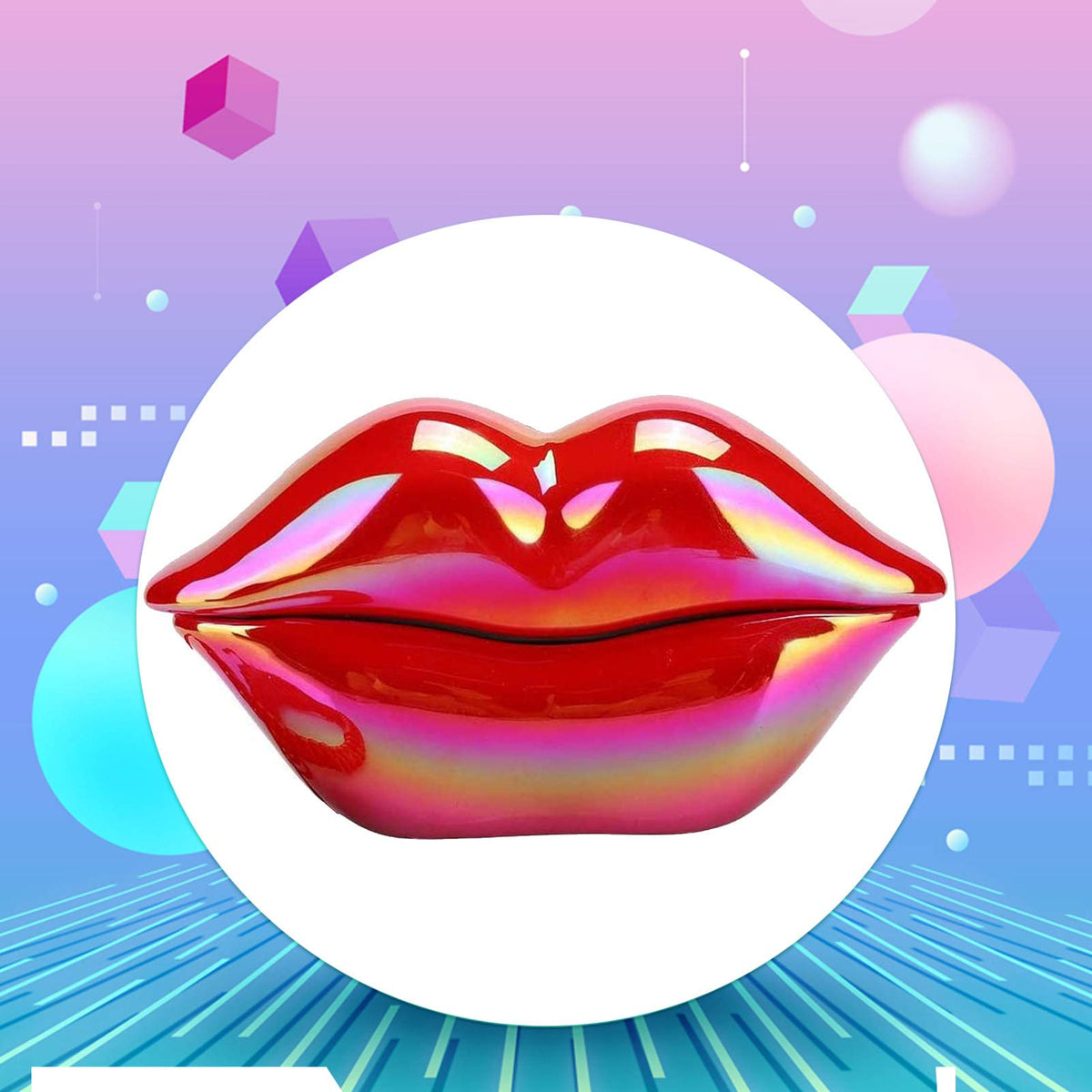 CHENJIEUS Lip Telephone, Advanced Home Telephone, Interesting Mouth Lip-Shaped Telephone, Electroplating Wire Phone Home Decoration, for Families House Phone (Electroplating red)