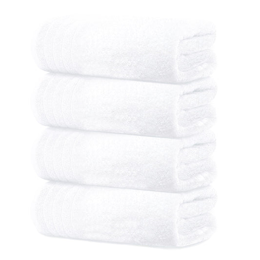 Tens Towels Pack of 4 Extra Large Bath Towels 30 x 60 Inches, 100% Cotton, Larger & Lighter Weight, Quicker to Dry, Super Soft and Absorbent, Perfect for Bathroom, White