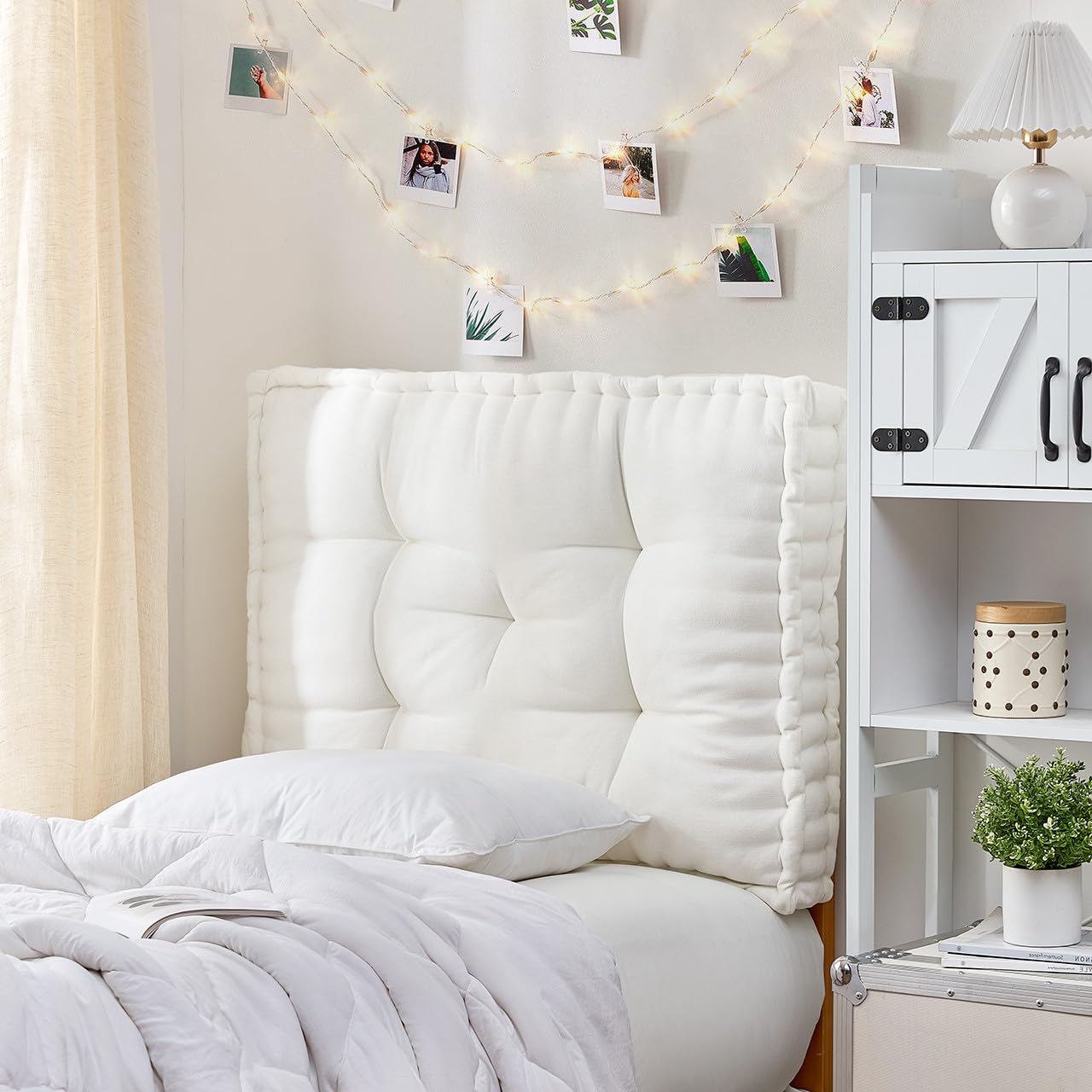 DormCo Rainha - Classic Tufted College Headboard - White