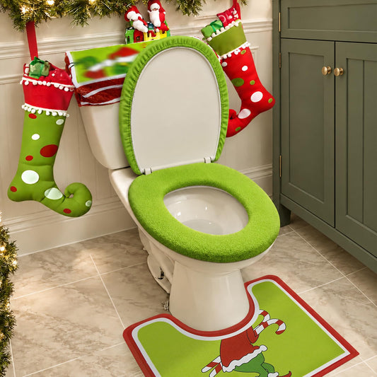 Christmas Decorations - 4 Pack Bathroom Set Decor for Christmas Home Decor