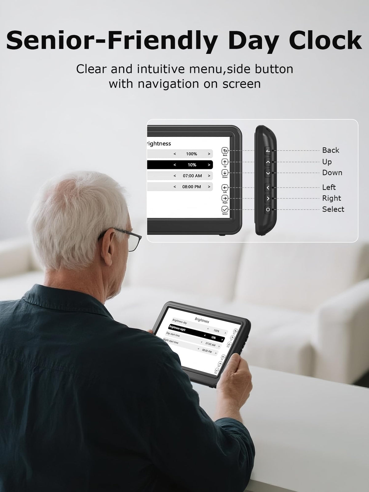 Mesqool Dementia & Alzheimer’s Clock for Seniors-7" HD Display Alarm Clock