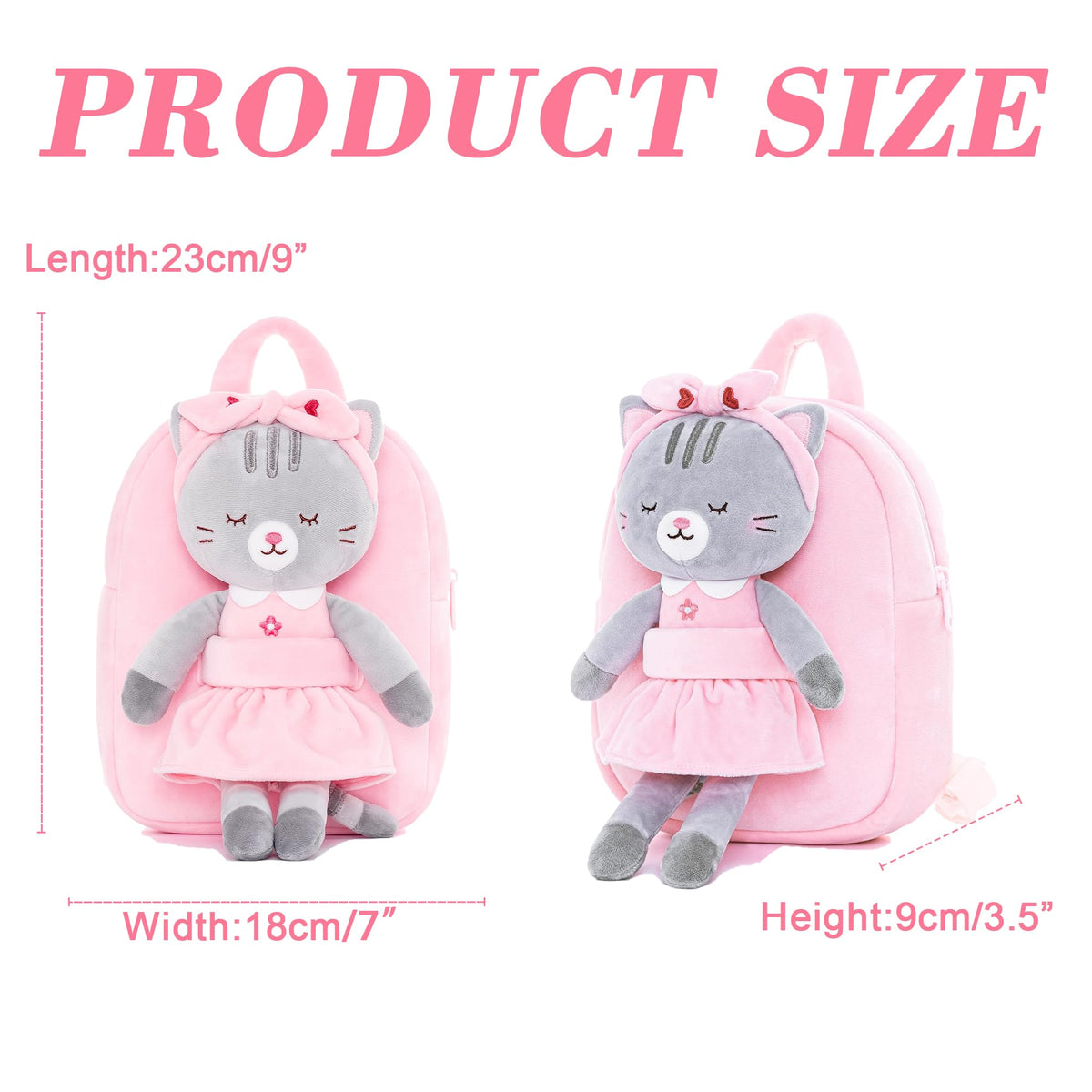 Lazada Cat Toddler Backpack Kitty Kids Backpacks for Girls with Detachable Cat Toy 10 inch