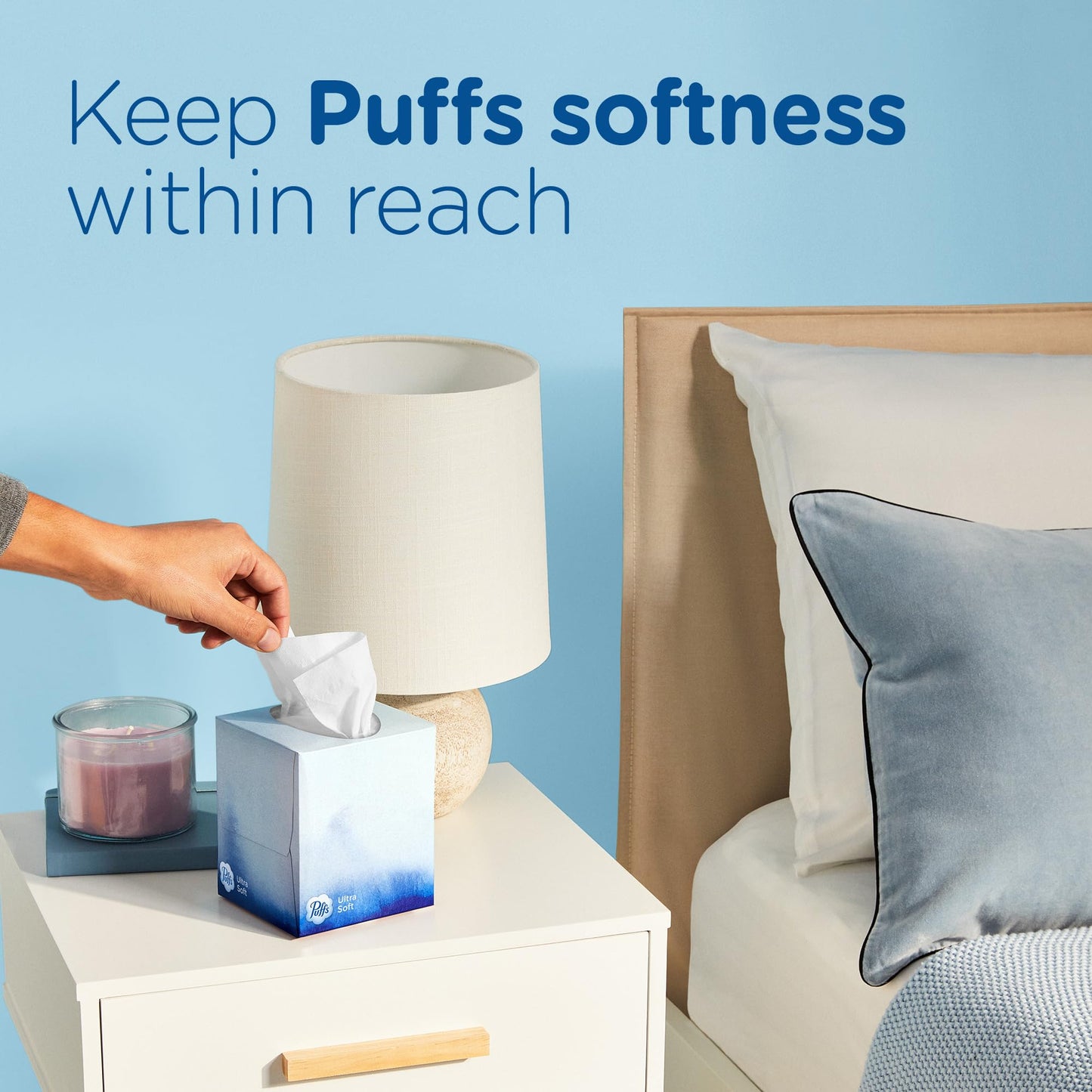 Puffs Facial Tissues Ultra Soft, 4 Family Boxes, 124 Facial Tissues per Box, Allergies and Colds (Packaging May Vary)