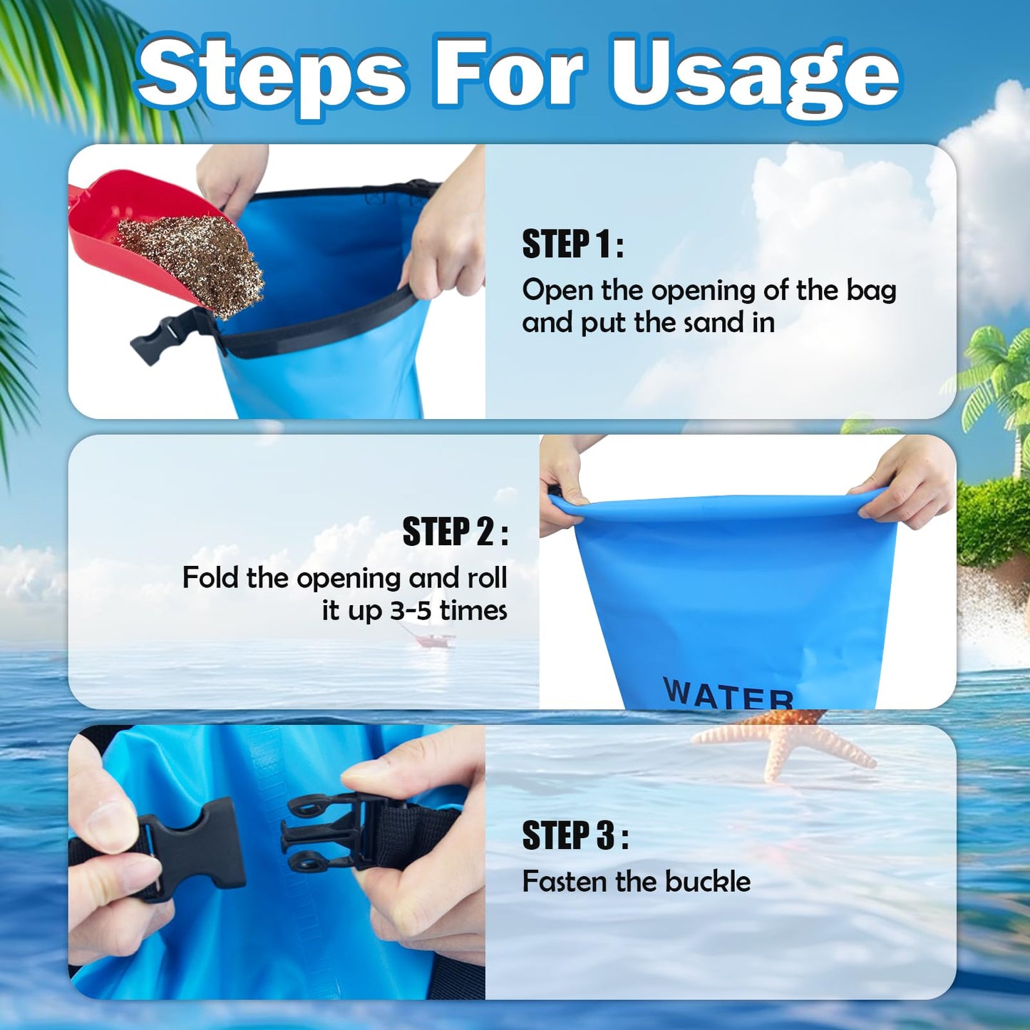 Yudlto 2 Pack 20L/50LB Pool Ladder Weights – Heavy-Duty Step Sand Bags for Above Ground Pools Waterproof Leak-Proof Foldable 500D PVC Easy to Fill