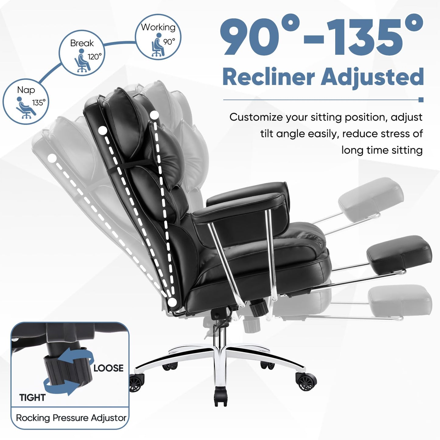 DUMOS Ergonomic Home Office Desk Chair, Executive Chair, PU Leather