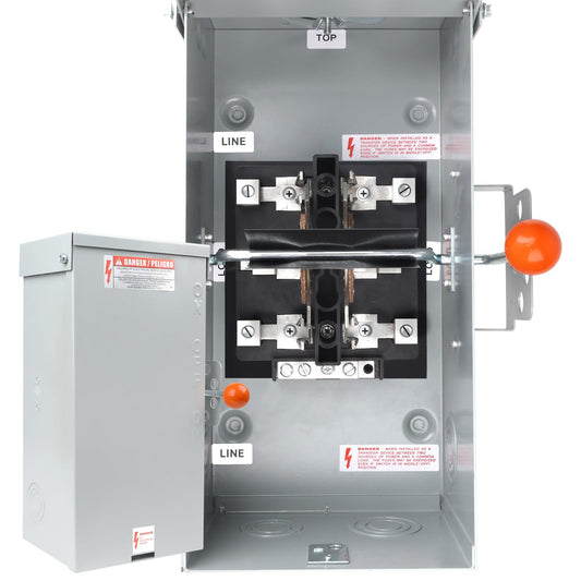 MUJURUR 100A Generator Transfer Switch, 24000W Heavy Duty Double Throw Safety Switch, 120/240V Manual Transfer Switch, Stronger Stability, Enlarged NEMA 3R Enclosure for Outdoor, 10-Year Warranty
