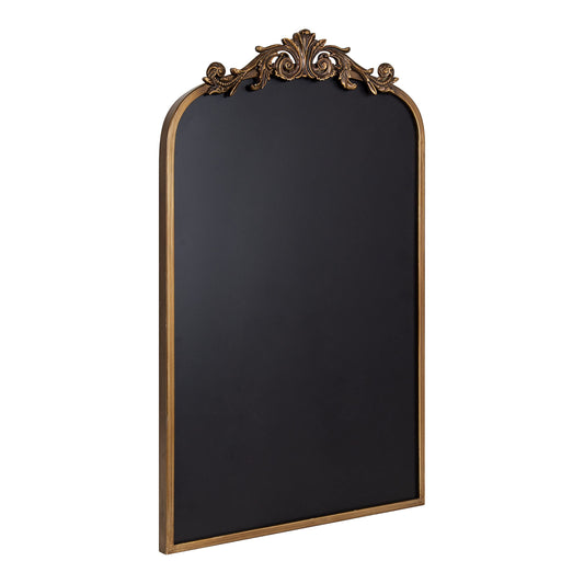 Kate and Laurel Arendahl Arch Chalkboard; Gold; 19 x 31; Framed Arched Ornate Vintage Magnetic Chalkboard for Unique Display; Decoration; and Organization