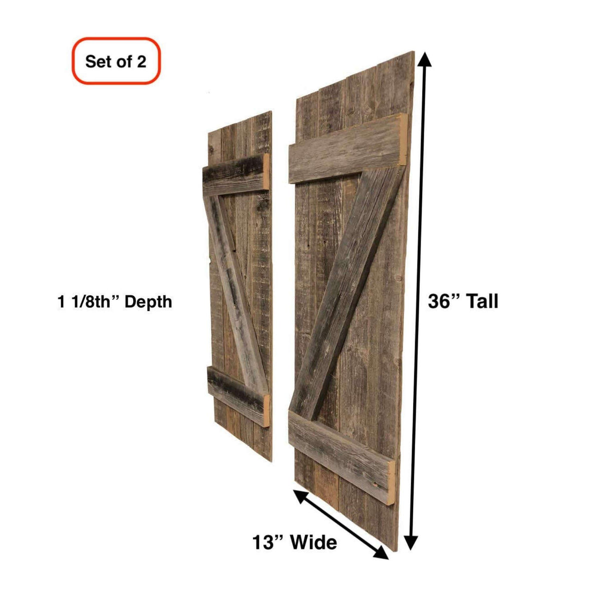 BARNWOODUSA Decorative Shutters Set of 2 Rustic Farmhouse Window Shutters
