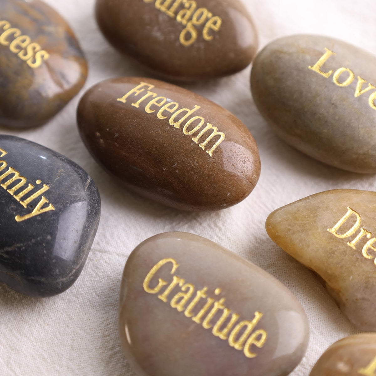 BIGOTTERS Engraved Inspirational Stones, 10 Different Words Encouragement