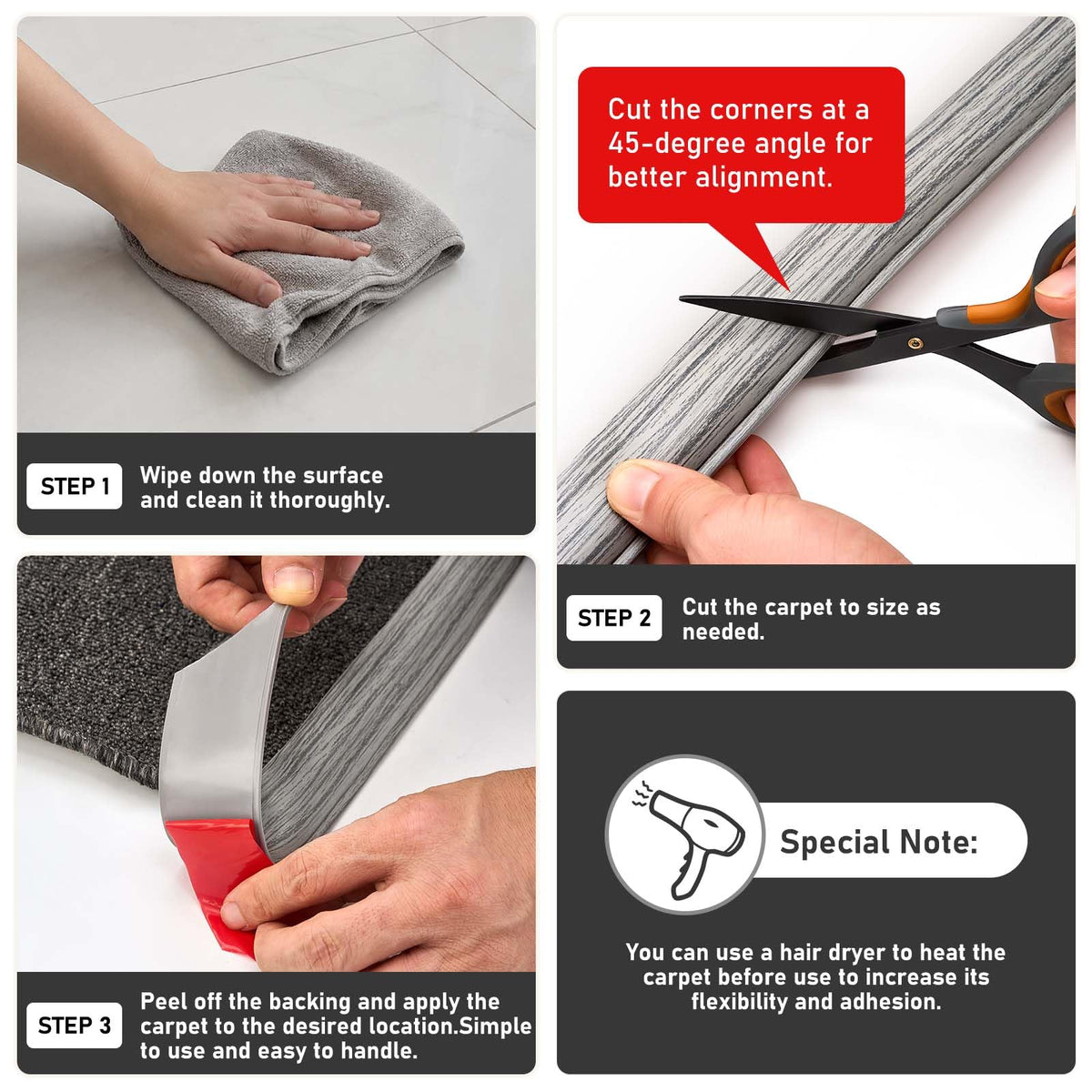 Flexible Carpet Edge Trim, Self-Adhesive Binding Rug Edge Protector 20Ft