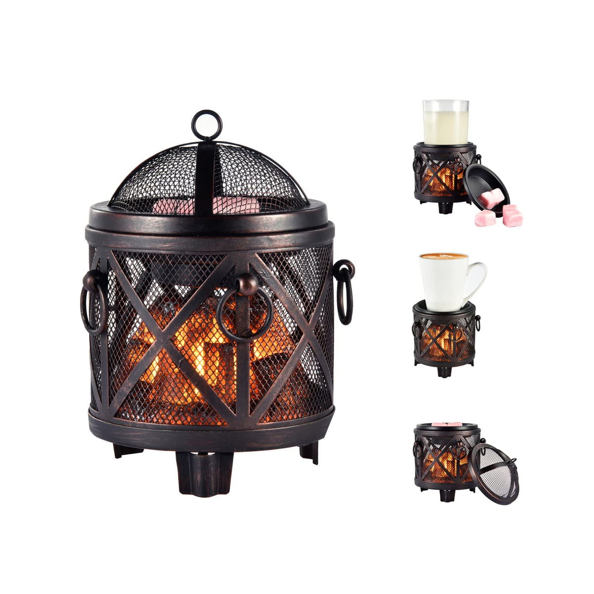 Dicimi Wax Melt Warmer,4-in-1 Electric Wax Melter,Oil Burner,Fireplace Wax Warmers, for Home Office Bedroom Aromatherapy Present and Decorations (Bronze, Fireplace Stove)