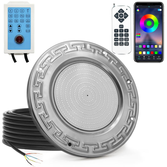 Awanhe Pool Lights for Inground Pool, 60W 10 Inch LED Inground Pool Light with Controller, Remote and APP Control for Wet Niche, Color Changing Underwater Swimming Pool Lights with 100 Foot Cord