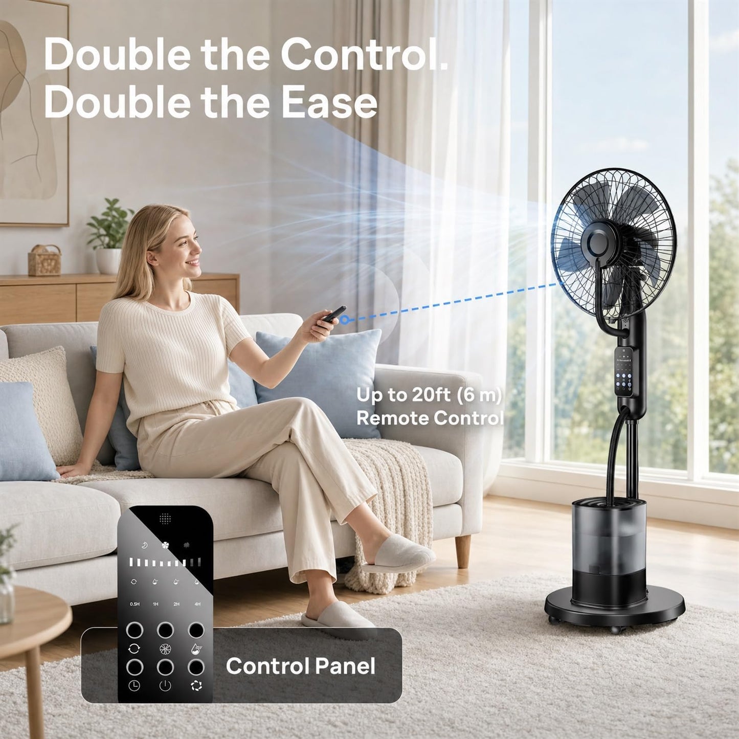 NovaMist Upgraded Misting Fan, Mister Cooling Fan with 4L Large Water Tank