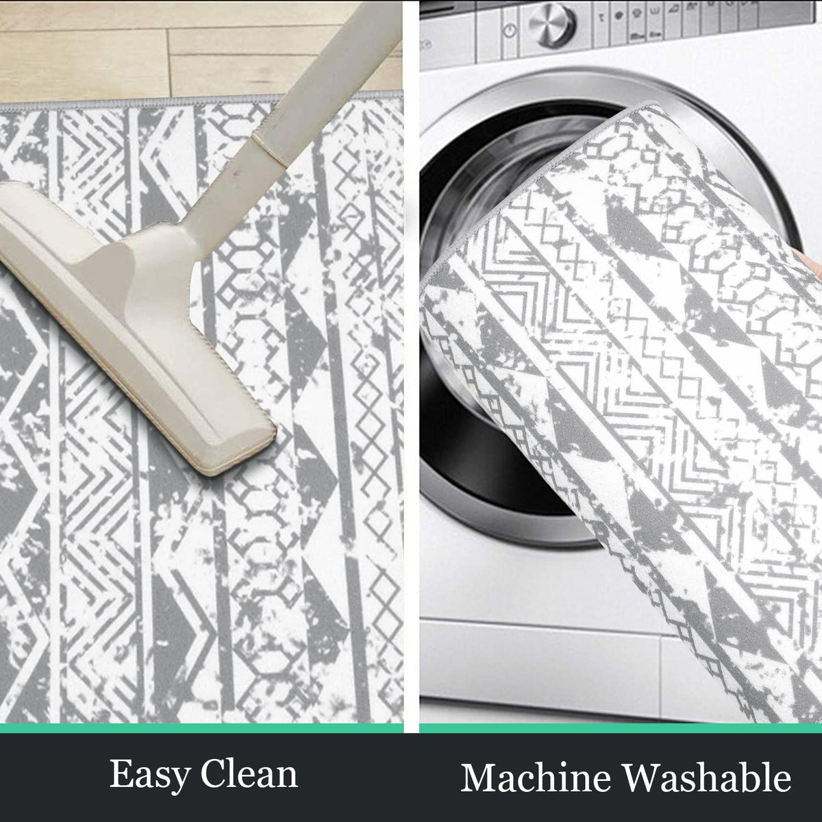 HEBE Boho Kitchen Rugs Set of 3, Non Slip Washable Kitchen Mats for Floor