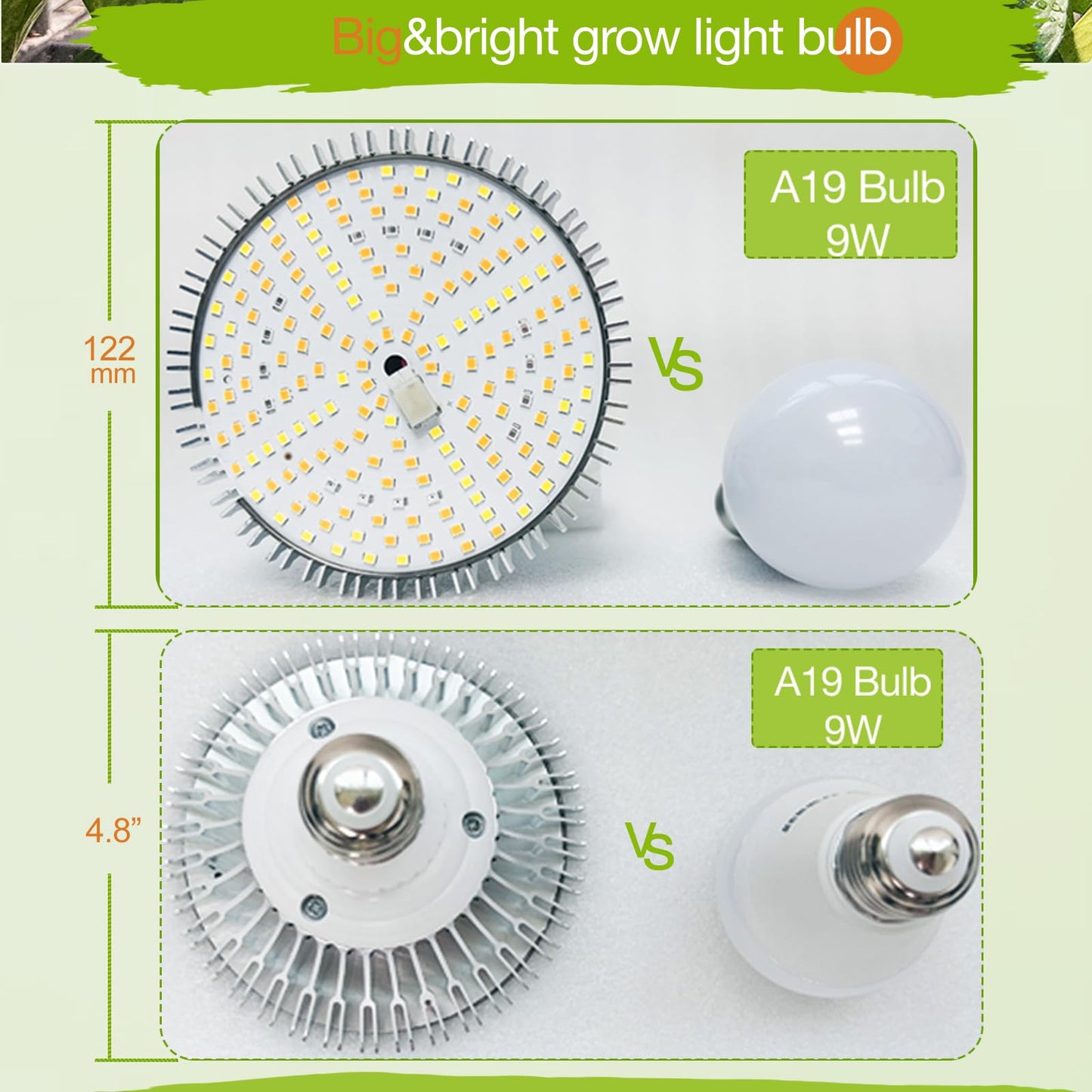 Lonwon Grow Light Bulbs 30W, LED Grow Light Bulb PAR38 Bulb, E26 Plant Light Bulb Full Spectrum, 4000K Warm Grow Bulb 320W Equivalent, Grow Light for Indoor Plants, Flowers, Regular Lamp, 1Pack