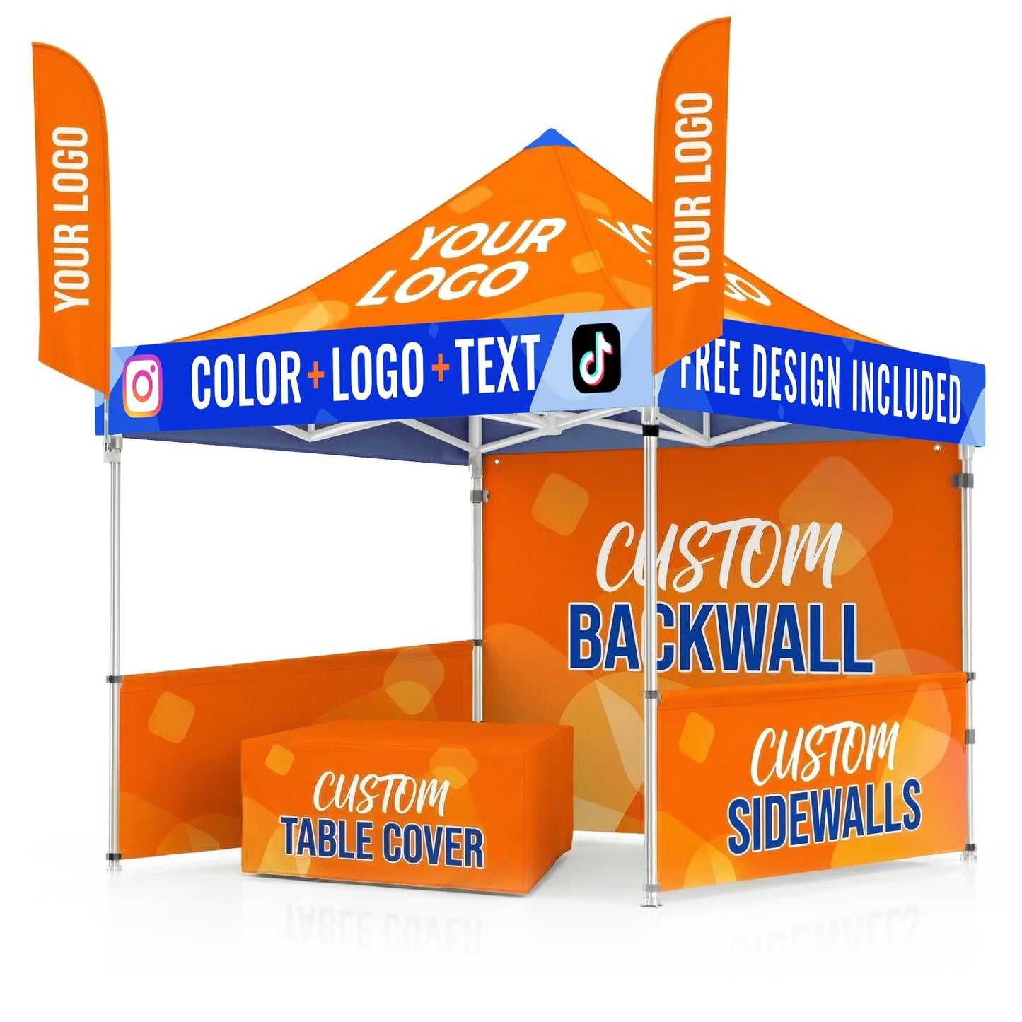 Custom Canopy Tent with Logo by OPPEINDDIY 10x10 Pop Up Tent Personalized Customizable Heavy Duty for Events Vendor Business Trade Show Marketing Advertising