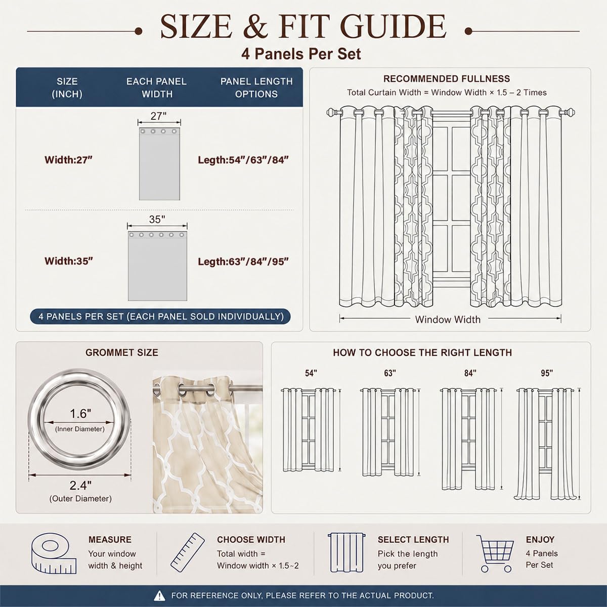Obsluvela 4-Piece Mix and Match Curtain Set, Beige, 35" W x 84" L Each