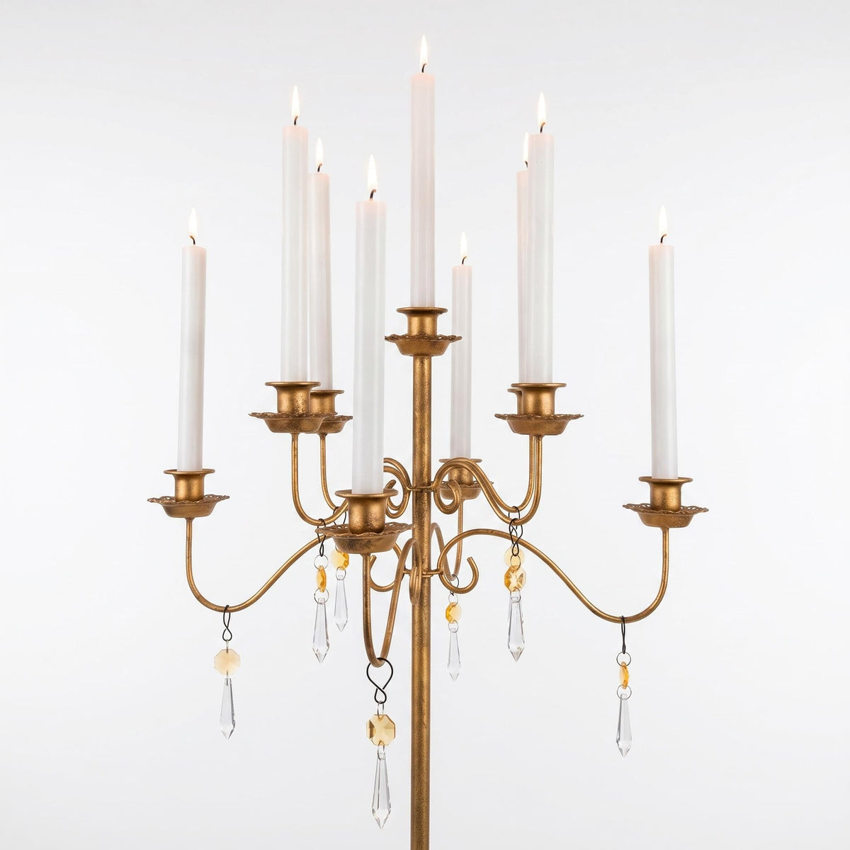 BSTWISH 9-Arm Floor Candelabra, Adjustable Bronze Candle Holder