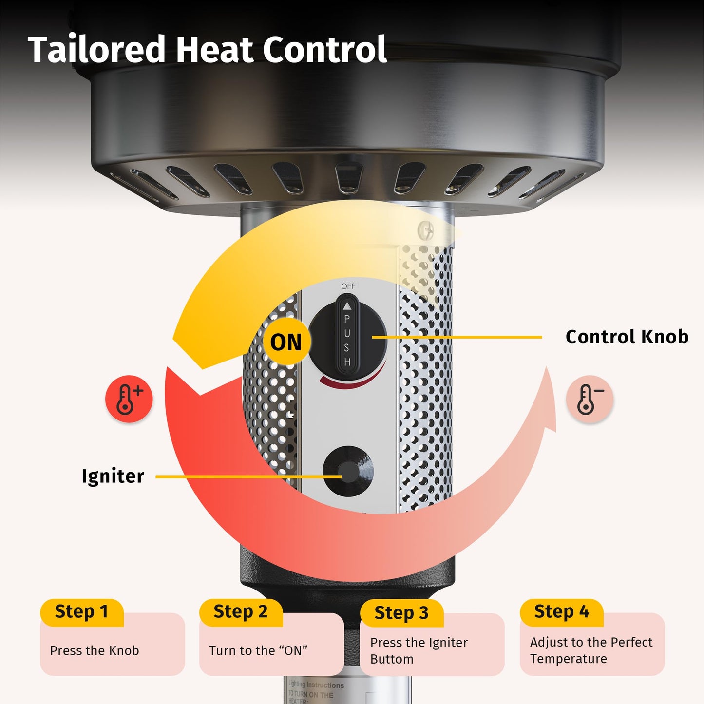 EAST OAK 50,000 BTU Patio Heater for Outdoor Use with Round Table Design, Double-Layer Stainless Steel Burner, Wheels, Triple Protection System, Outdoor Heater for Home and Residential, Black