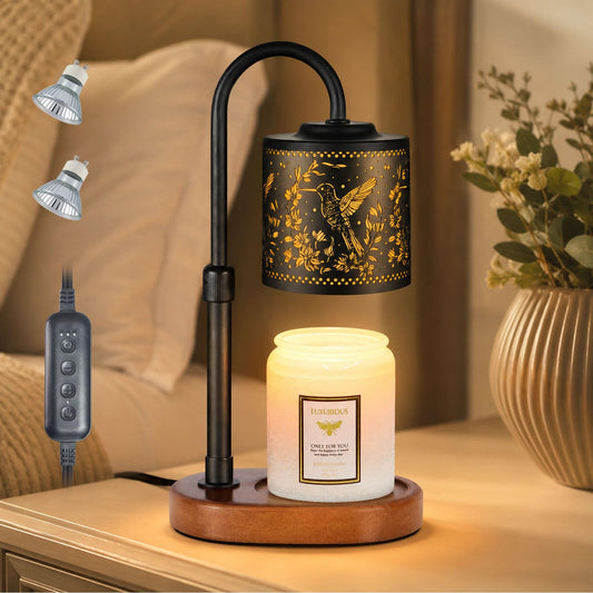 copinpin Dimmable Candle Warmer Lamp with Timer Adjustable Height for Scented Jar Candles Electric Candle Wax Melt Warmer for Home Decor Christmas Birthday Gifts for Women Mom(Hummingbird)