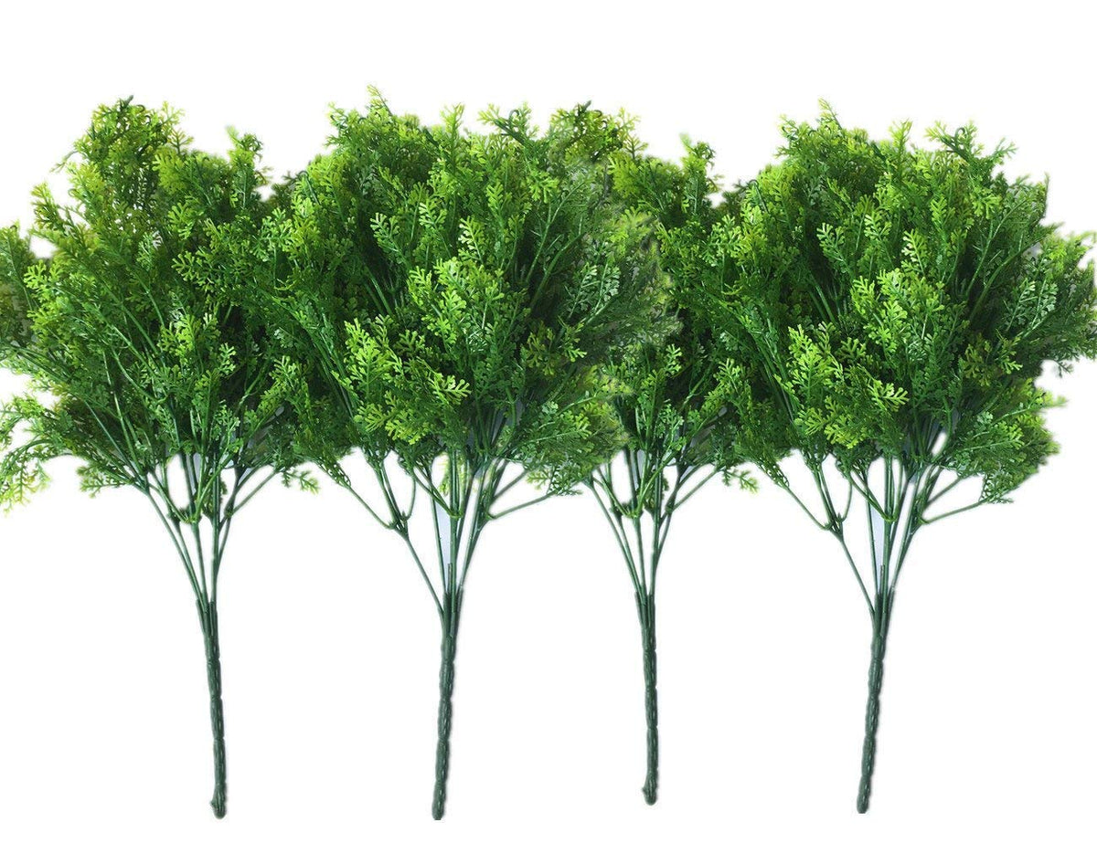 LOVENIMEN Artificial Shrubs, Plastic Plants Simulation Fake Bushes Wedding Outdoor Indoor Home Garden Verandah Kitchen Parterre Office Table Centerpieces Arrangements Decoration Green 4pcs