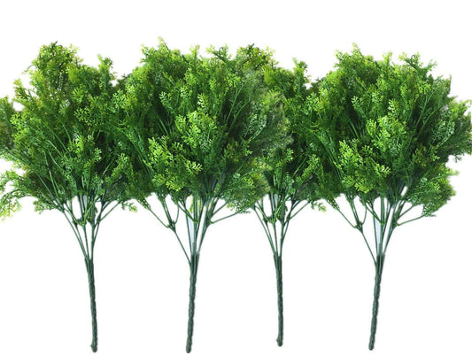 LOVENIMEN Artificial Shrubs, Plastic Plants Simulation Fake Bushes Wedding Outdoor Indoor Home Garden Verandah Kitchen Parterre Office Table Centerpieces Arrangements Decoration Green 4pcs