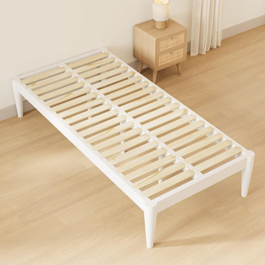IOTXY Twin-XL Platform Bed Frame - 16" Wood Mattress Foundation Base, White