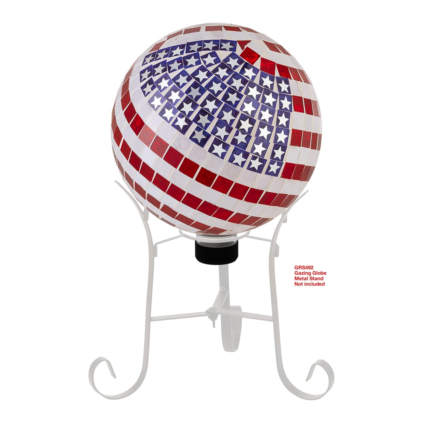 Alpine Corporation 10" Diameter Indoor/Outdoor Glass Mosaic Gazing Globe Yard Decoration, Patriotic Design
