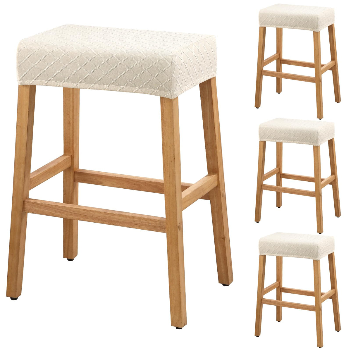 YISUN Stool Covers Rectangle - 4 Pack Stretch Waterproof Saddle Seat Cover Counter Bar Stools Bar Chairs Covers Kitchen Island Chairs Cushion Protector