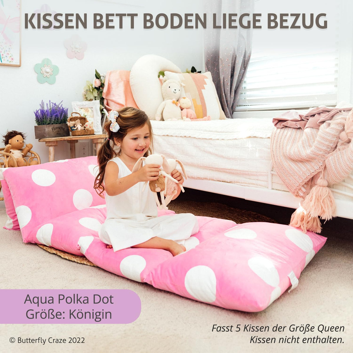 Butterfly Craze Floor Pillow Cover Plush Folding Lounger Bed Cushion Case