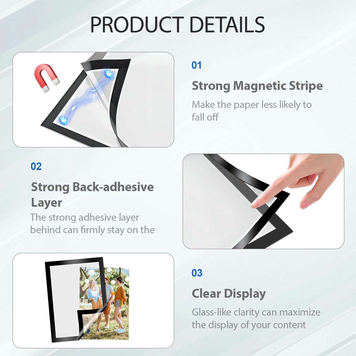 SAMYUCHO Magnetic Sign Holder 8.5 x 11, 10 PCS Self Adhesive Magnetic Frame