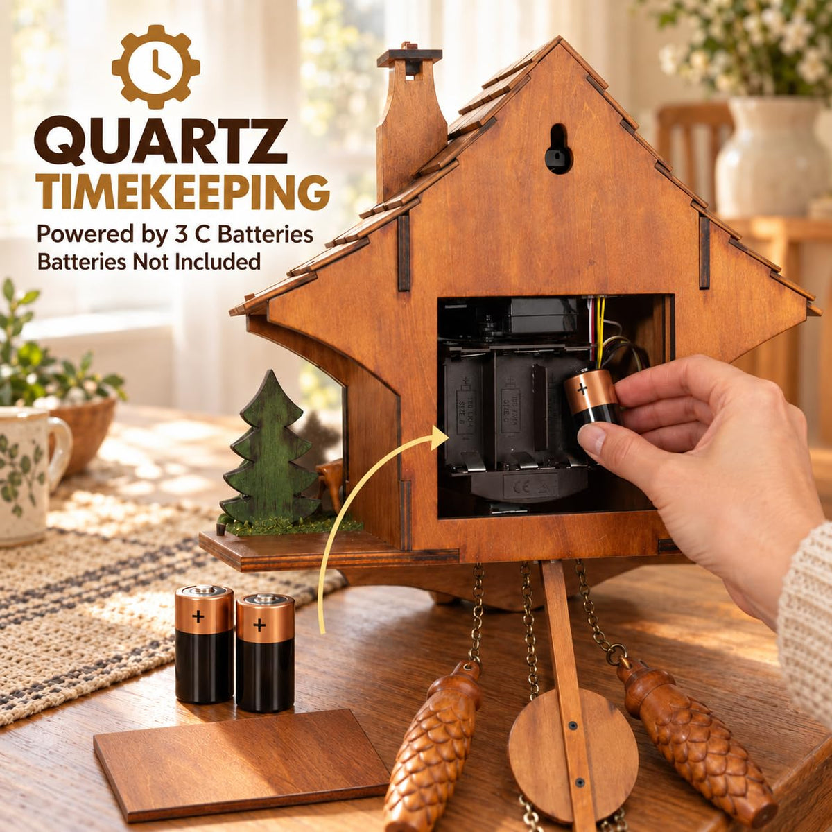 Cuckoopro Handmade Wooden Cuckoo Clock, Quartz Wall Clock, Gift for Family