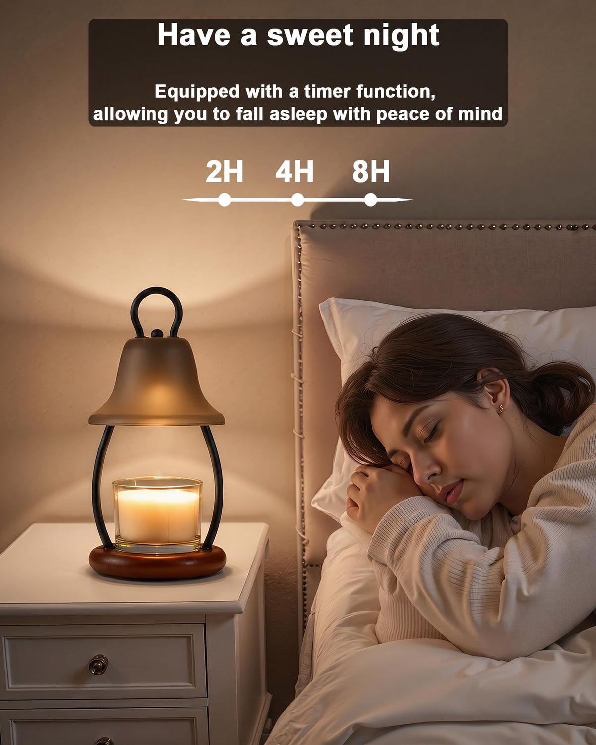 HONGZZI Candle Warmer Lamp with Timer, Dimmable, Adjustable Height, Black