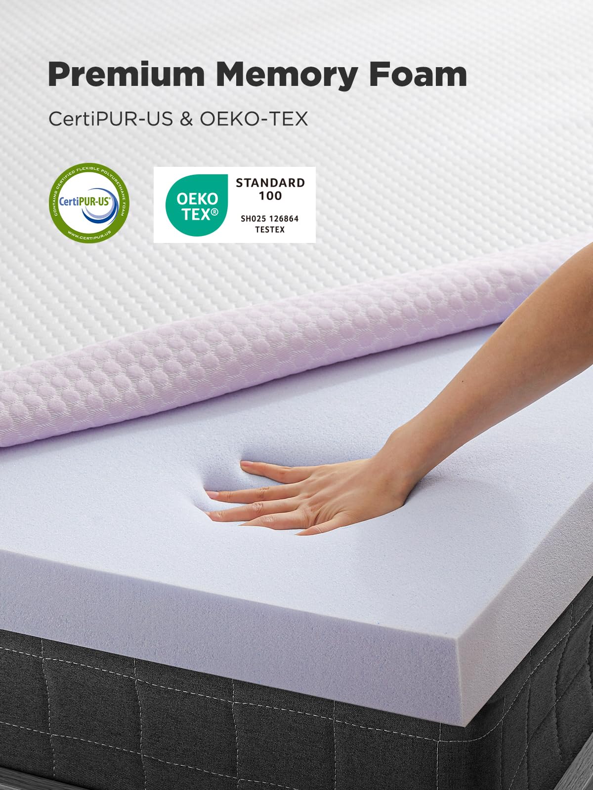 PERLECARE 3 Inch Mattress Topper Full XL - Gel Memory Foam for Pressure Relief, Premium Soft Cooling Sleep, Non-Slip Design with Removable & Washable Cover