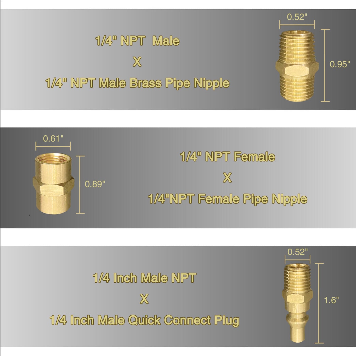 qieoyk 7pcs Propane Quick Connect Fittings Adapter for Propane Hose Propane Quick Connect for RV to Grill or Cooking RV Propane Quick Connect Fittings with 3/8" Flare x 1/4" NPT Male Pipe
