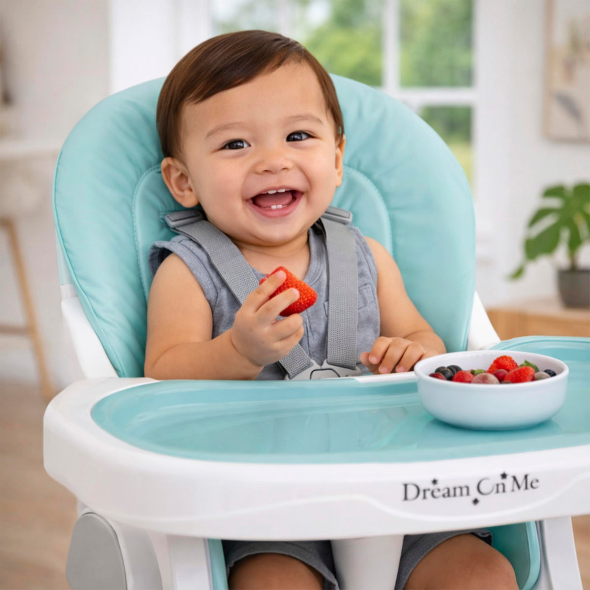 Dream On Me TableTalk 2-in-1 Convertible High Chair, 5-Point Harness, Aqua