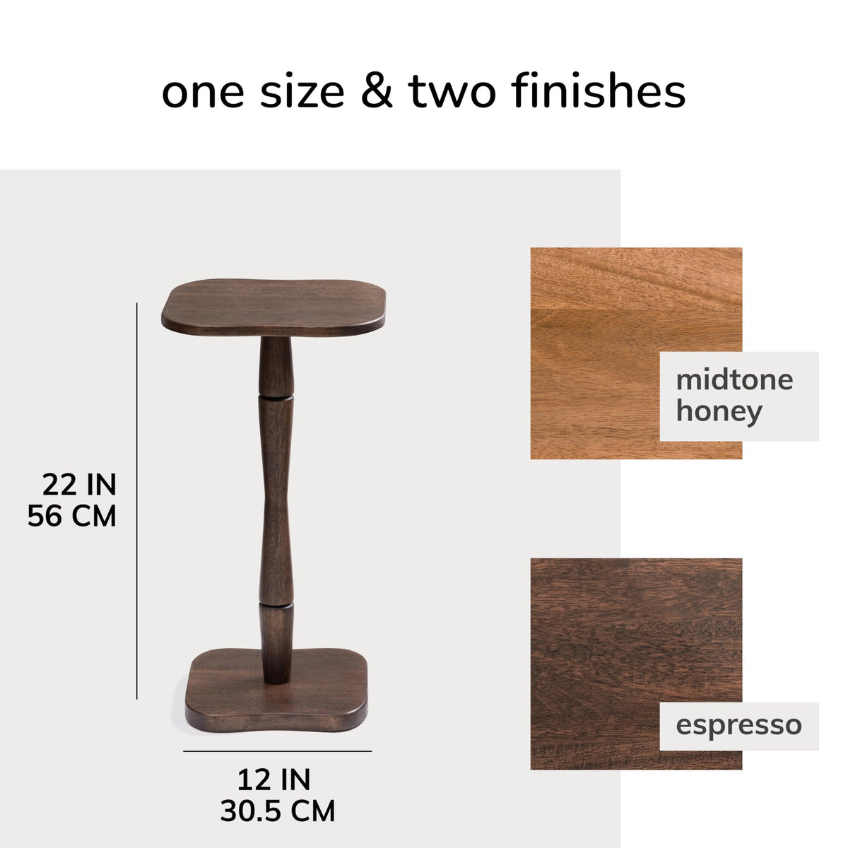 MH London Destiny 22" Solid Wood Pedestal Side Table, Espresso