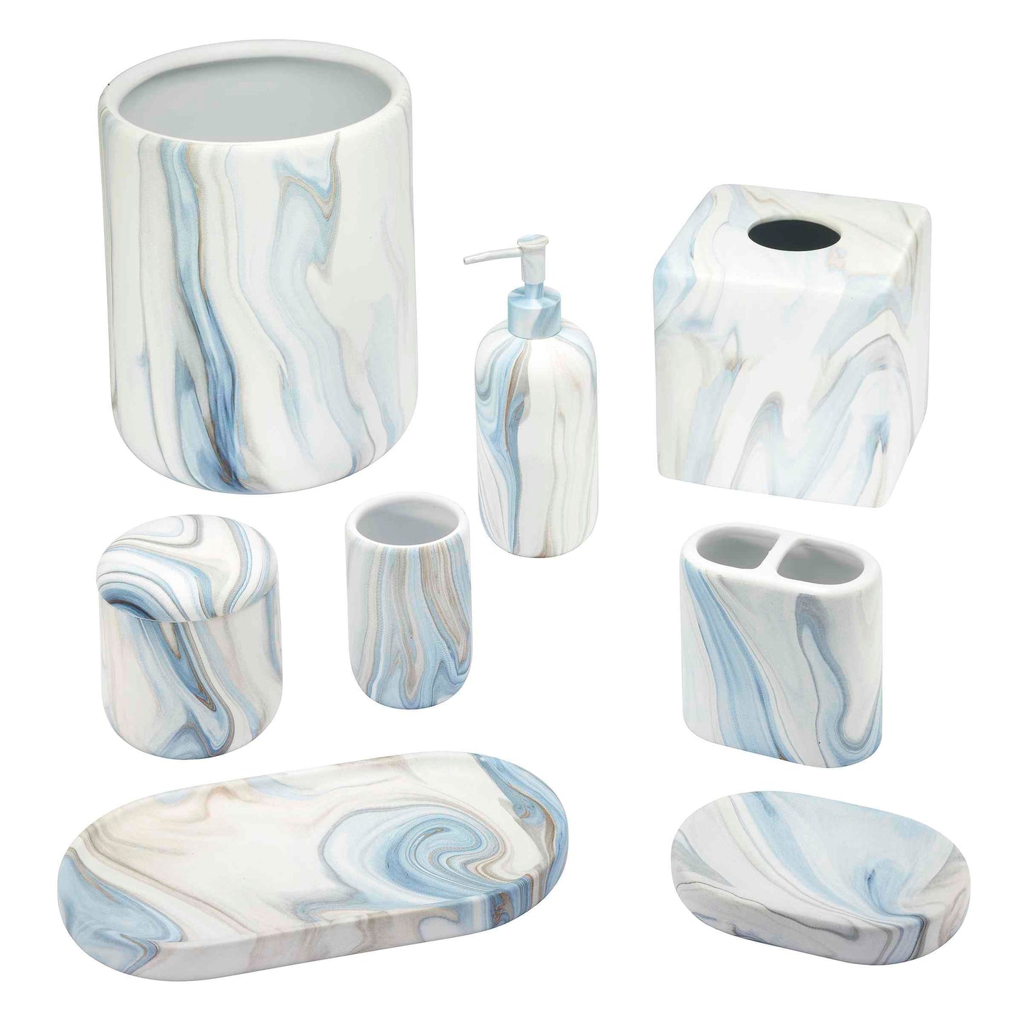 Avanti Linens - Tumbler, Resin Countertop Accessories, Guest Bathroom Essentials (Waves Collection, Blue)