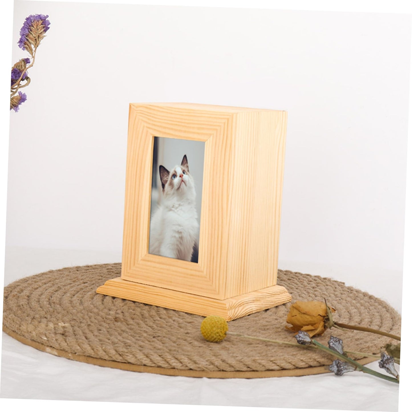 BESPORTBLE Cat Cremation Ashes Memorial Urn Wooden Pet Ash Container Photo Frame Portable Design for Remembrance and Healing
