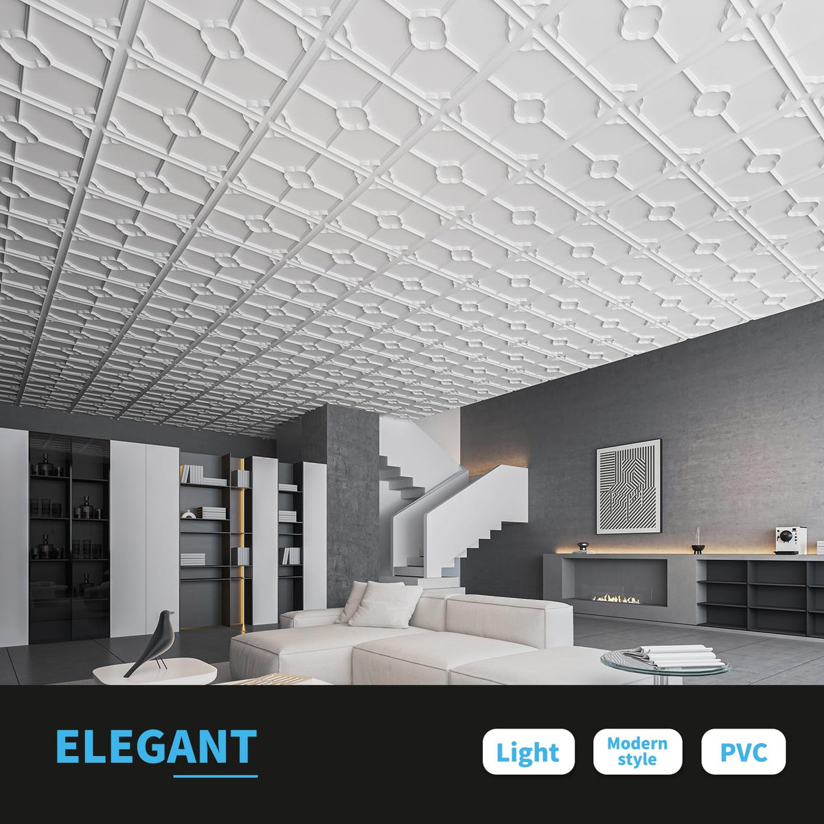 Art3d Drop Ceiling Tiles for Suspended Grid, 2 x 2 ft, 12-Pack, White