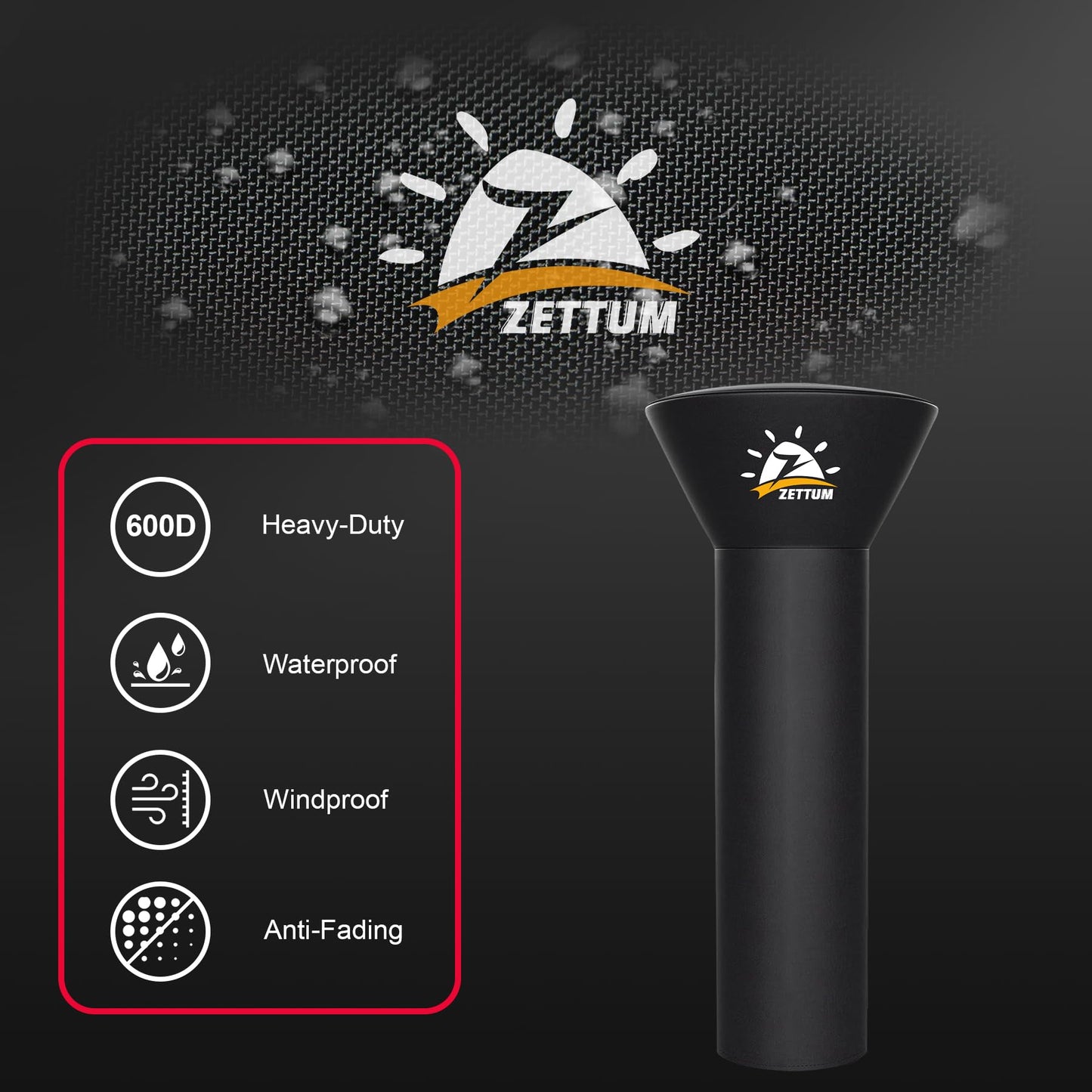 Zettum Patio Heater Covers - 600D Outdoor Heater Cover with Zipper Waterproof Heavy Duty, Propane Heat Cover for East Oak, Hampton Bay, Fire Sense and More (89" Height x 33" Dome x 19" Base)
