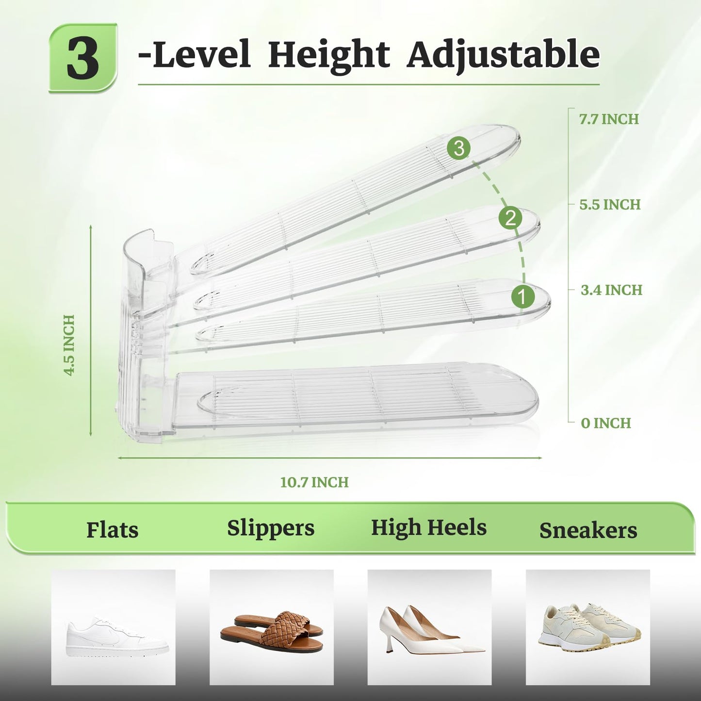 KINNIPON Shoe Slots Organizer for Closet,12 Pack 3 Levels Adjustable Shoe Holder Space Save Shoe Rack Stacker Organizer for Closet Organizador de Zapatos