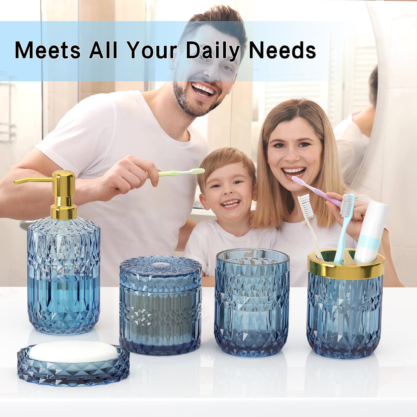 Modern Premium Blue and Purple Bathroom Accessory Set