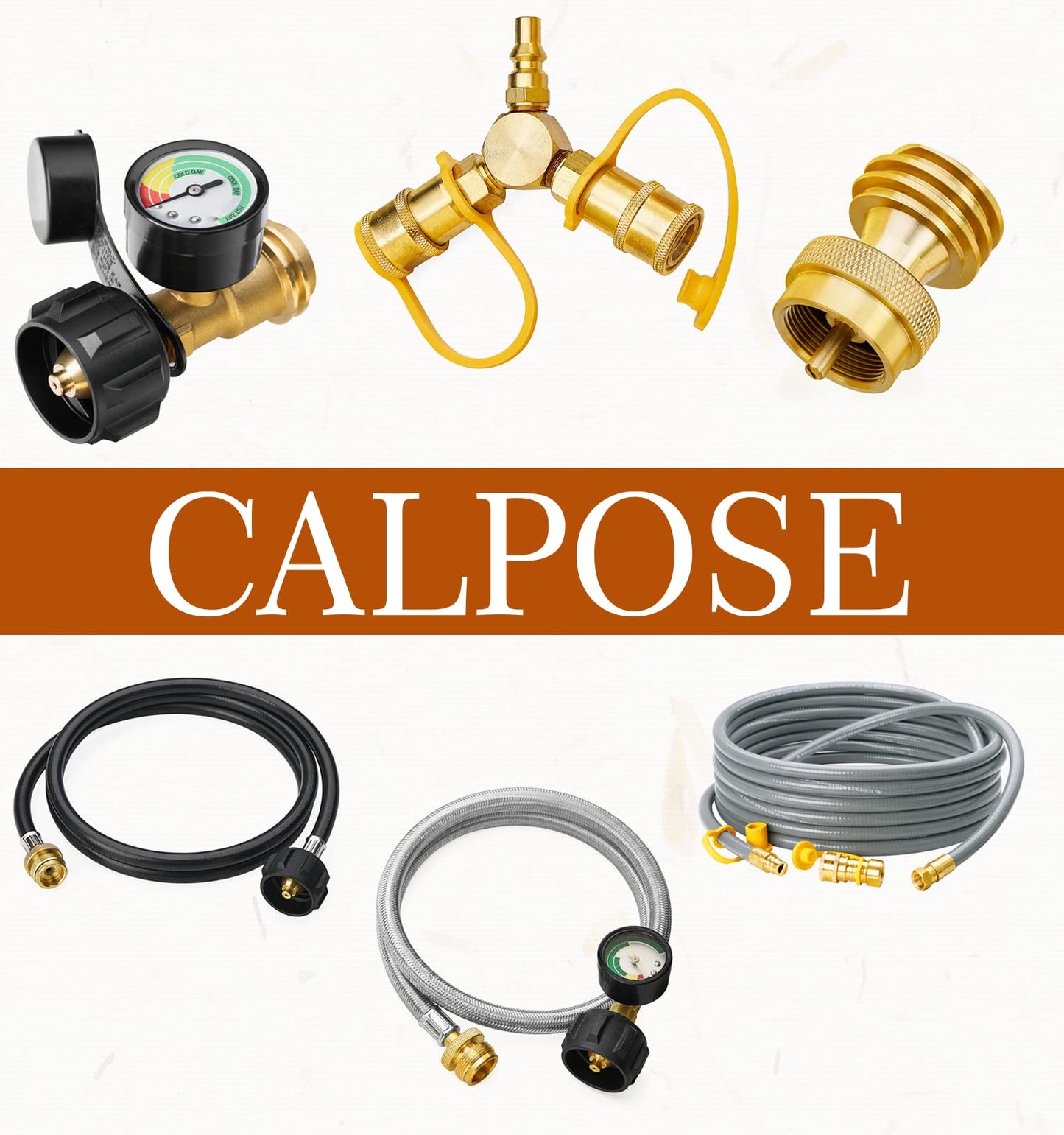 CALPOSE 3/8 Inch Natural Gas Quick Connect Fittings, 100% Solid Brass LP Gas Propane Hose Quick Disconnect Kit