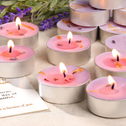 15 Pcs Lavender Scented Tealight Candles, Purple Tea Lights Candles