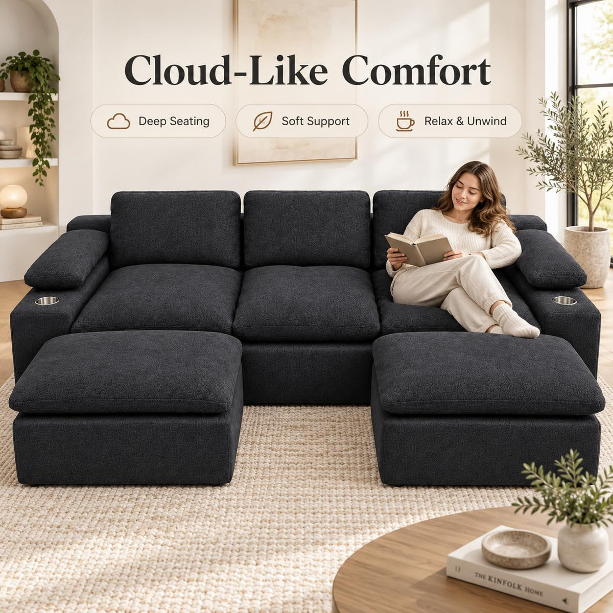 GAOMON Large Sectional Sofa, Deep Seat Modular Couch for Living Room