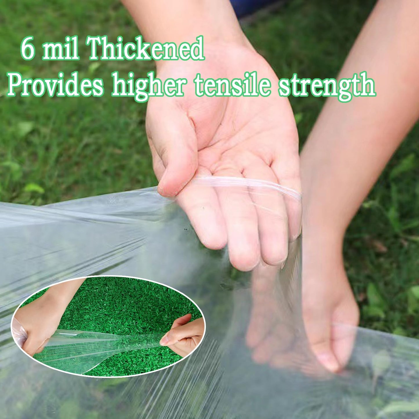 Xstronq 6.5FTx10FT Greenhouse Plastic Sheeting, 6 Mil Thick Clear Polyethylene Film, Waterproof Wind Frost Dust UV Resistant Green House Plastic Covering for Outdoor Plant, Garden, (6.5ft x 10ft)