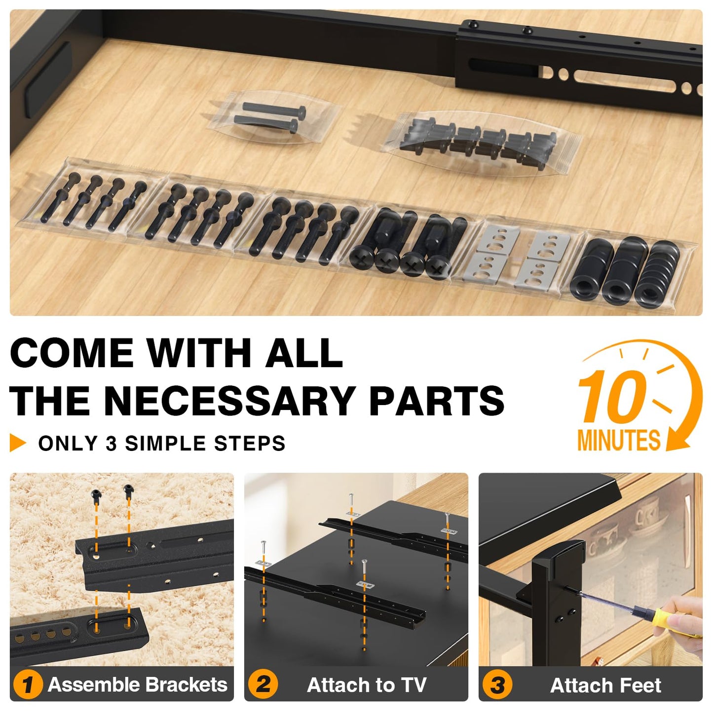 TVON Universal TV Legs, Table Top TV Stand Base with Height Adjustable