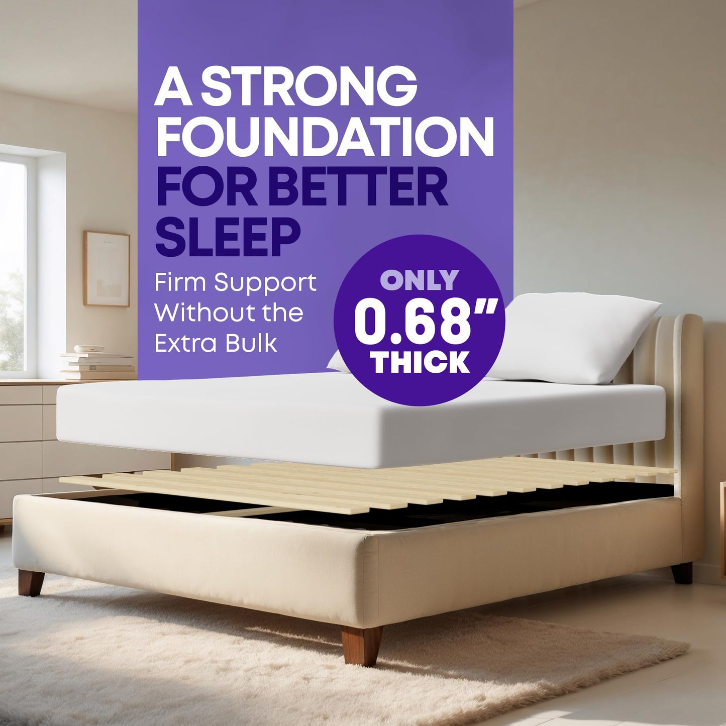 Greaton, Wooden California King Bed Slats for Support Under Mattress – Replacement Wood Slats for California King Size Bed Frame – Under Mattress Support Without Extra Height – 3.38 Standard Width