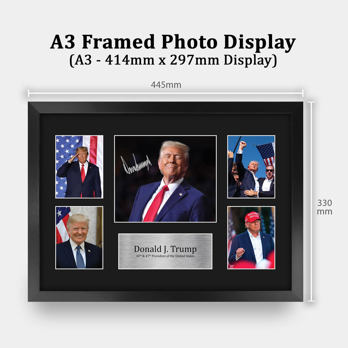 HWC Trading President Donald Trump Gifts Printed Signed Autograph Picture for Followers & Fans - 16" x 12" Framed